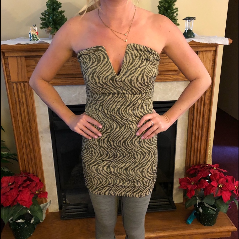 Love Culture Animal Print Strapless Dress